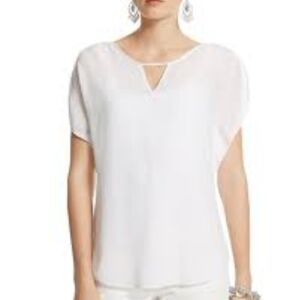 White House Black Market Ladies Flutter Sleeve Silk Blouse